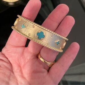 Antique Gold Cuff Bracelet with Turquoise colored stones - BRAND new - CLASSY